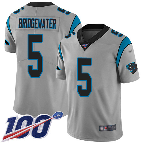 Nike Panthers #5 Teddy Bridgewater Silver Men's Stitched NFL Limited Inverted Legend 100th Season Jersey Nike Panthers #5 Teddy Bridgewater Silver Men's Stitched NFL Limited Inverted Legend 100th Season Jersey