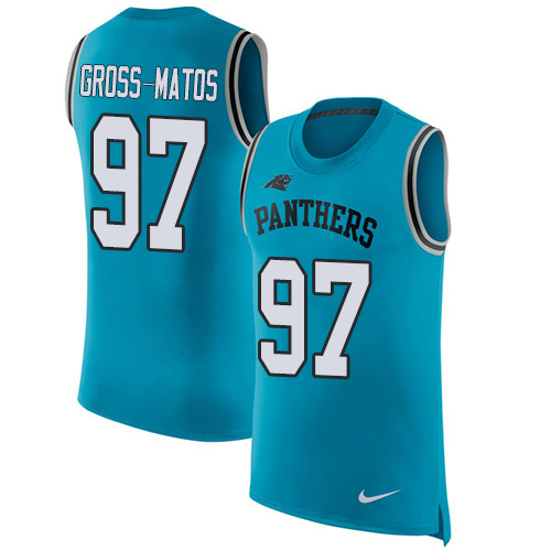 Nike Panthers #97 Yetur Gross-Matos Blue Alternate Men's Stitched NFL Limited Rush Tank Top Jersey Nike Panthers #97 Yetur Gross-Matos Blue Alternate Men's Stitched NFL Limited Rush Tank Top Jersey