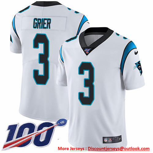 Nike Panthers #3 Will Grier White Men's Stitched NFL 100th Season Vapor Untouchable Limited Jersey Nike Panthers #3 Will Grier White Men's Stitched NFL 100th Season Vapor Untouchable Limited Jersey