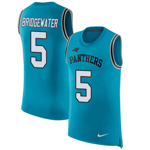 Nike Panthers #5 Teddy Bridgewater Blue Alternate Men's Stitched NFL Limited Rush Tank Top Jersey Nike Panthers #5 Teddy Bridgewater Blue Alternate Men's Stitched NFL Limited Rush Tank Top Jersey