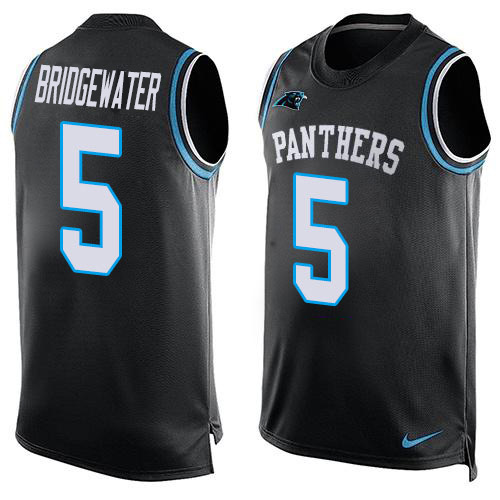 Nike Panthers #5 Teddy Bridgewater Black Team Color Men's Stitched NFL Limited Tank Top Jersey Nike Panthers #5 Teddy Bridgewater Black Team Color Men's Stitched NFL Limited Tank Top Jersey