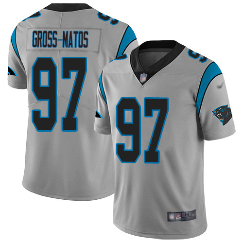 Nike Panthers #97 Yetur Gross-Matos Silver Men's Stitched NFL Limited Inverted Legend Jersey Nike Panthers #97 Yetur Gross-Matos Silver Men's Stitched NFL Limited Inverted Legend Jersey
