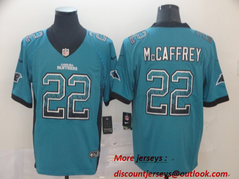 Nike Panthers 22 Christian McCaffrey Blue Drift Fashion Limited Jersey