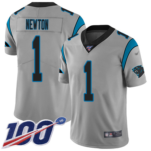 Panthers #1 Cam Newton Silver Men's Stitched Football Limited Inverted Legend 100th Season Jersey Panthers #1 Cam Newton Silver Men's Stitched Football Limited Inverted Legend 100th Season Jersey