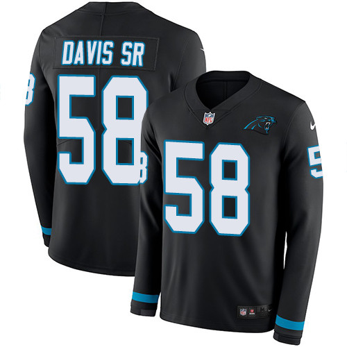 Nike Panthers #58 Thomas Davis Sr Black Team Color Men's Stitched NFL Limited Therma Long Sleeve Jersey Nike Panthers #58 Thomas Davis Sr Black Team Color Men's Stitched NFL Limited Therma Long Sleeve Jersey