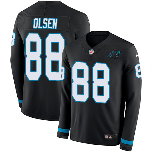 Nike Panthers #88 Greg Olsen Black Team Color Men's Stitched NFL Limited Therma Long Sleeve Jersey Nike Panthers #88 Greg Olsen Black Team Color Men's Stitched NFL Limited Therma Long Sleeve Jersey