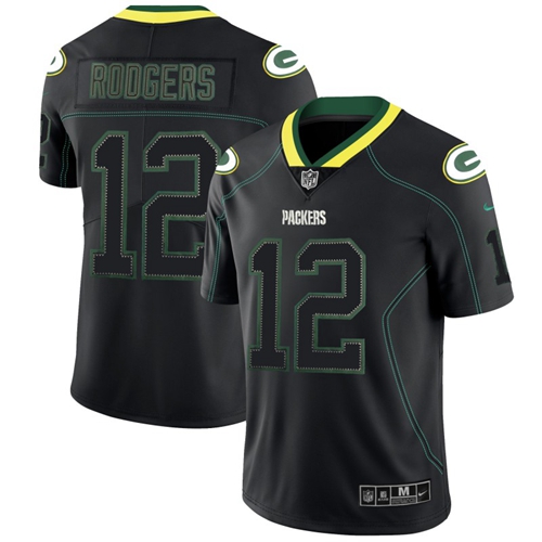 Nike Packers #12 Aaron Rodgers Lights Out Black Men's Stitched NFL Limited Rush Jersey Nike Packers #12 Aaron Rodgers Lights Out Black Men's Stitched NFL Limited Rush Jersey