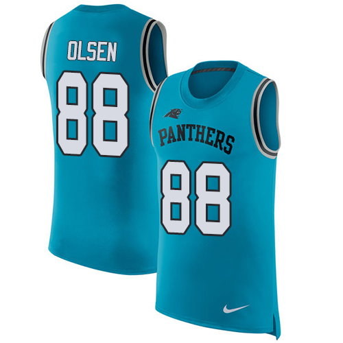 Nike Panthers #88 Greg Olsen Blue Alternate Men's Stitched NFL Limited Rush Tank Top Jersey Nike Panthers #88 Greg Olsen Blue Alternate Men's Stitched NFL Limited Rush Tank Top Jersey