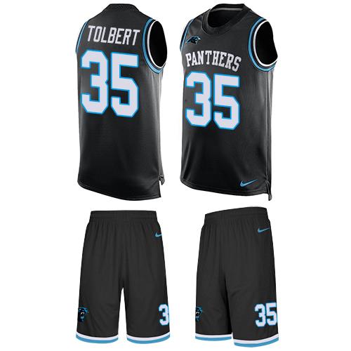 Nike Panthers #35 Mike Tolbert Black Team Color Men's Stitched NFL Limited Tank Top Suit Jersey Nike Panthers #35 Mike Tolbert Black Team Color Men's Stitched NFL Limited Tank Top Suit Jersey