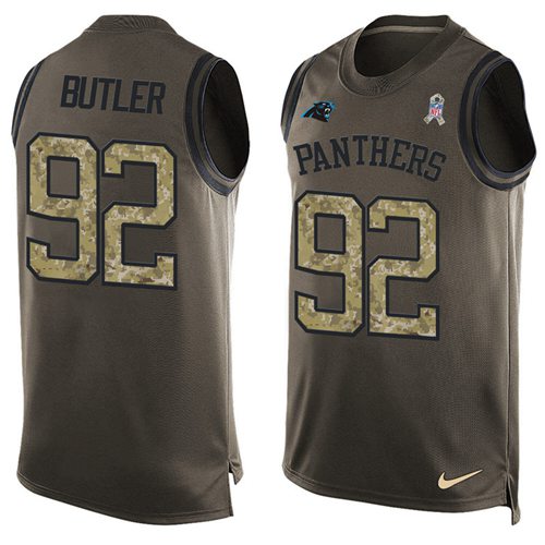 Nike Panthers #92 Vernon Butler Green Men's Stitched NFL Limited Salute To Service Tank Top Jersey Nike Panthers #92 Vernon Butler Green Men's Stitched NFL Limited Salute To Service Tank Top Jersey