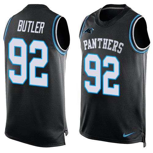 Nike Panthers #92 Vernon Butler Black Team Color Men's Stitched NFL Limited Tank Top Jersey Nike Panthers #92 Vernon Butler Black Team Color Men's Stitched NFL Limited Tank Top Jersey