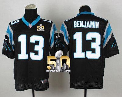 Nike Panthers #13 Kelvin Benjamin Black Team Color Super Bowl 50 Men's Stitched NFL Elite Jersey