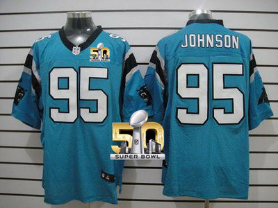 Nike Panthers #95 Charles Johnson Blue Alternate Super Bowl 50 Men's Stitched NFL Elite Jersey