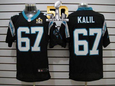 Nike Panthers #67 Ryan Kalil Black Team Color Super Bowl 50 Men's Stitched NFL Elite Jersey