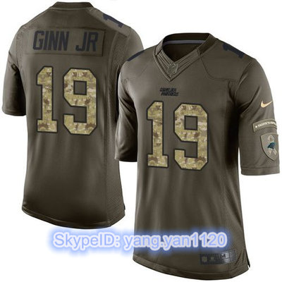 Nike Panthers #19 Ted Ginn Jr Green Men's Stitched NFL Limited Salute to Service Jersey