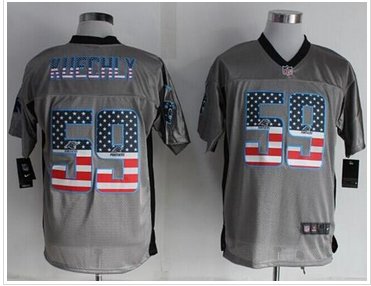 NEW New England Panthers #59 Luke Kuechly Grey NFL Elite USA Flag Fashion Jersey