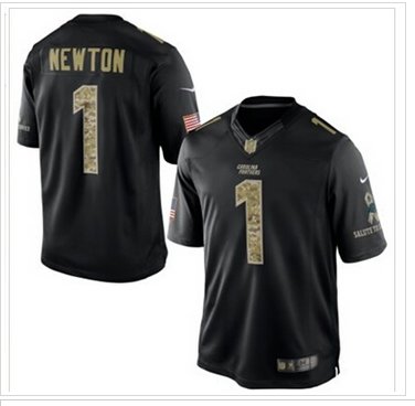 Carolina Panthers #1 Cam Newton NEW Black Salute To Service Jersey