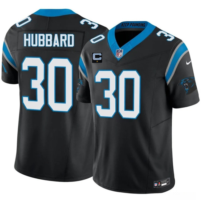 Men's Carolina Panthers #30 Chuba Hubbard Black 2026 F.U.S.E. 1-Star C Patch Vapor Limited Stitched Football Jersey Men's Carolina Panthers #30 Chuba Hubbard Black 2026 F.U.S.E. 1-Star C Patch Vapor Limited Stitched Football Jersey