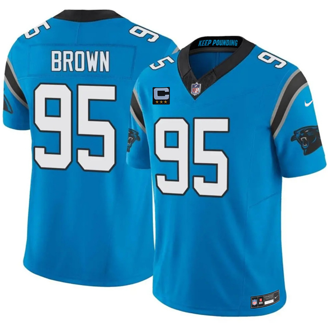 Men's Carolina Panthers #95 Derrick Brown Blue 2026 F.U.S.E. 3-Star C Patch Vapor Limited Stitched Football Jersey Men's Carolina Panthers #95 Derrick Brown Blue 2026 F.U.S.E. 3-Star C Patch Vapor Limited Stitched Football Jersey