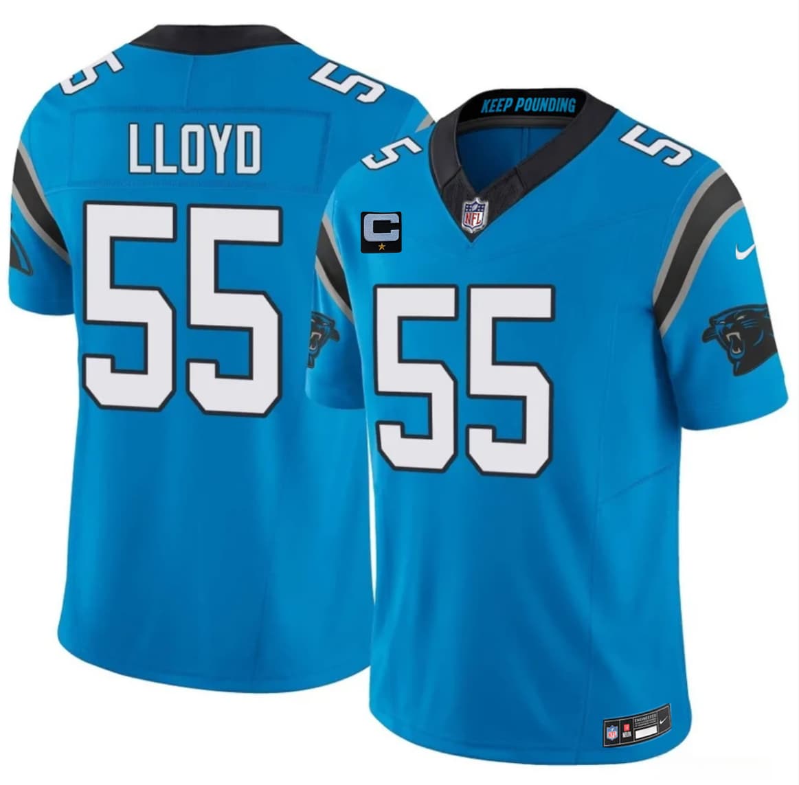 Men's Carolina Panthers #55 Devin Lloyd Blue 2026 F.U.S.E. 1-Star C Patch Vapor Limited Stitched Football Jersey Men's Carolina Panthers #55 Devin Lloyd Blue 2026 F.U.S.E. 1-Star C Patch Vapor Limited Stitched Football Jersey