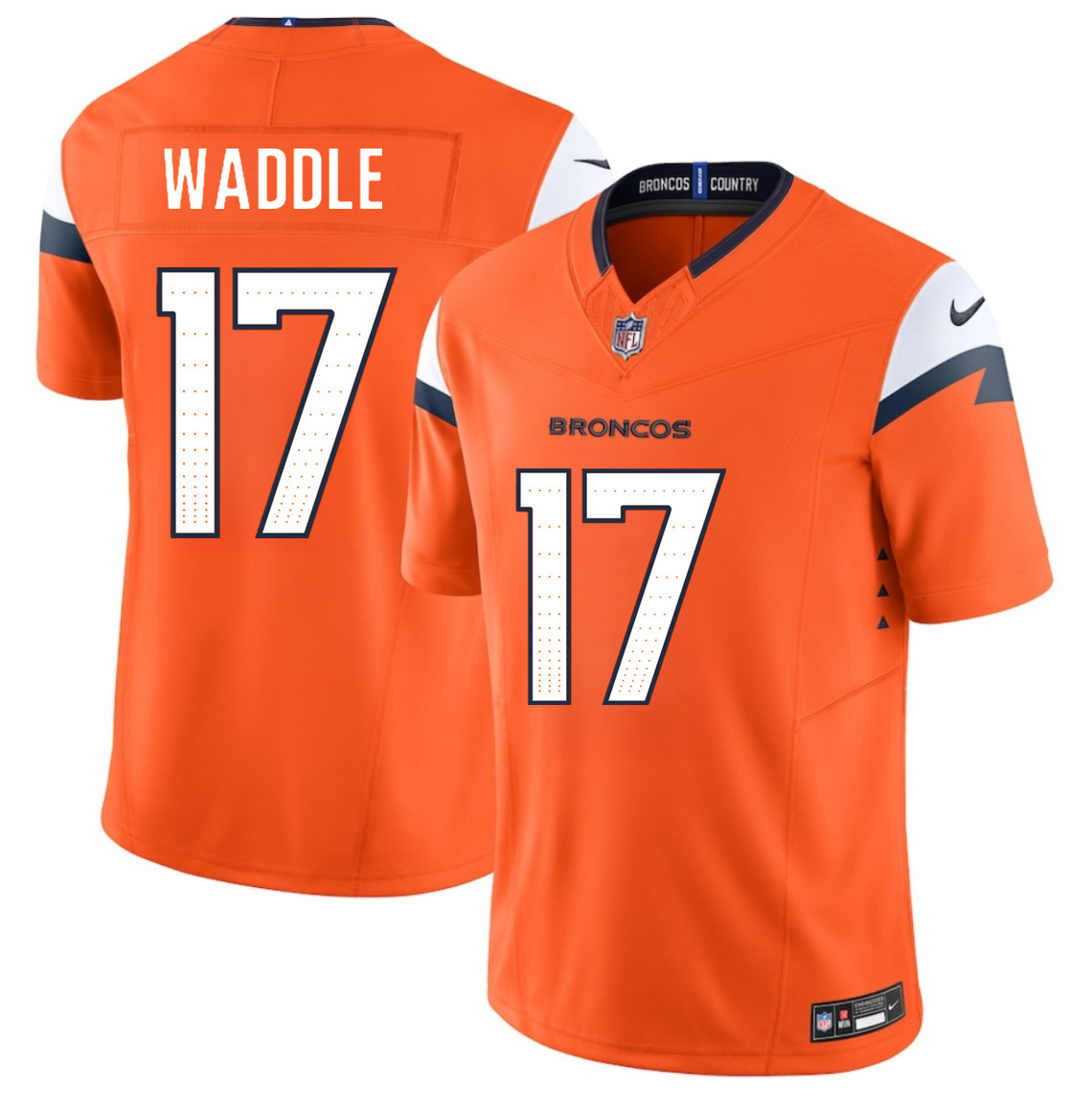 Men's Denver Broncos #17 Jaylen Waddle Orange 2026 F.U.S.E. Vapor Limited Stitched Football Jersey Men's Denver Broncos #17 Jaylen Waddle Orange 2026 F.U.S.E. Vapor Limited Stitched Football Jersey