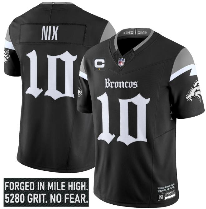Men's Denver Broncos Active Player Custom Black 2025 F.U.S.E. With 1-Star C Patch 'Gothic Mile High Shadows Edition' Vapor Limited Stitched Football Jersey Men's Denver Broncos Active Player Custom Black 2025 F.U.S.E. With 1-Star C Patch 'Gothic Mile High Shadows Edition' Vapor Limited Stitched Football Jersey