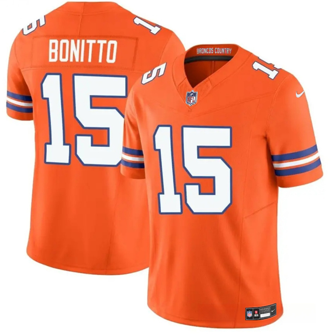 Men's Denver Broncos #15 Nik Bonitto Orange F.U.S.E. Mile High Collection 1977 Throwback Vapor Limited Stitched Football Jersey Men's Denver Broncos #15 Nik Bonitto Orange F.U.S.E. Mile High Collection 1977 Throwback Vapor Limited Stitched Football Jersey