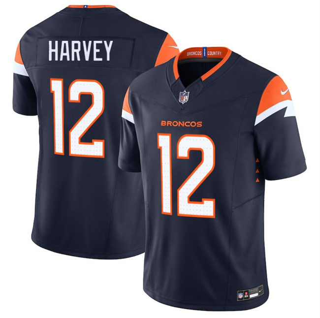 Men's Denver Broncos #12 RJ Harvey Navy F.U.S.E. Vapor Limited Stitched Football Jersey Men's Denver Broncos #12 RJ Harvey Navy F.U.S.E. Vapor Limited Stitched Football Jersey