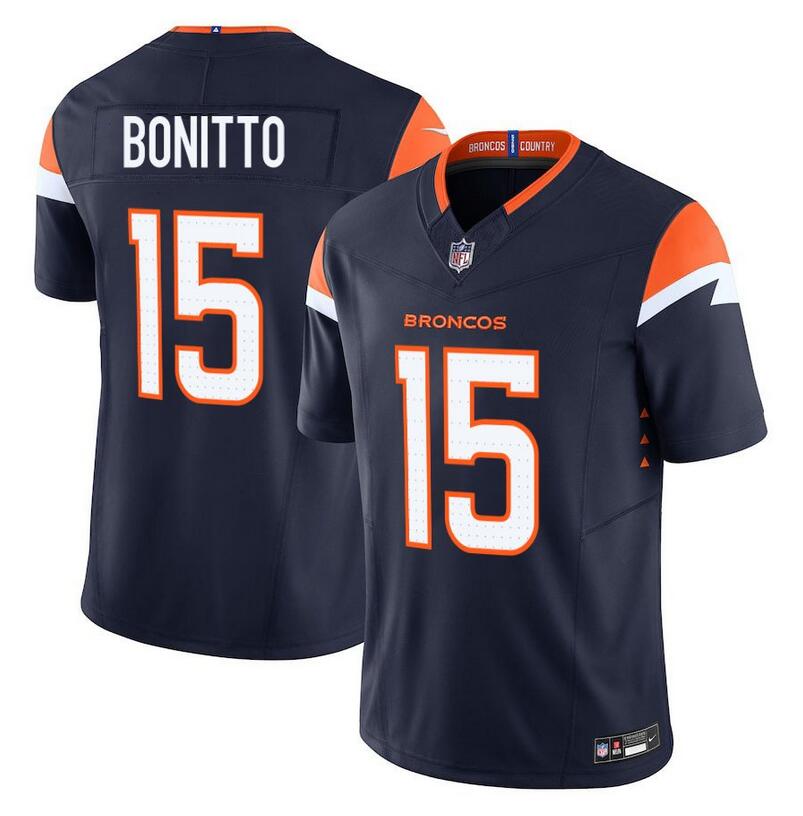 Men's Denver Broncos #15 Nik Bonitto Navy F.U.S.E. Vapor Limited Stitched Football Jersey Men's Denver Broncos #15 Nik Bonitto Navy F.U.S.E. Vapor Limited Stitched Football Jersey