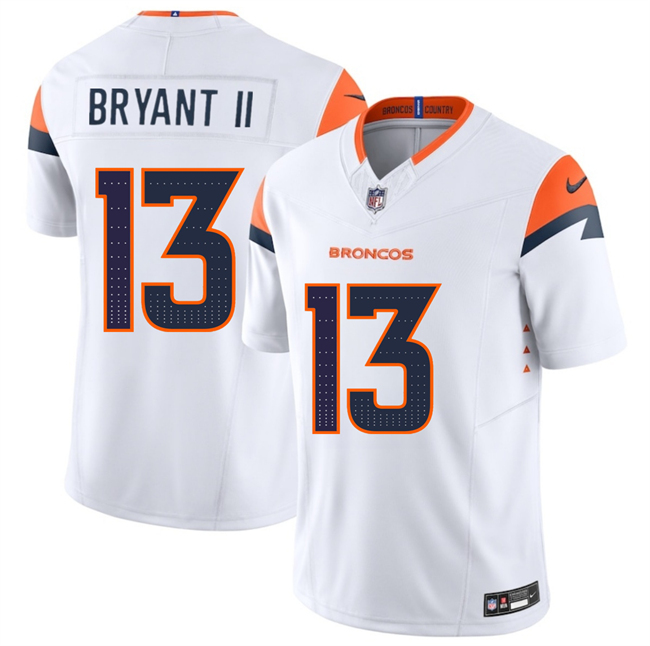 Men's Denver Broncos #13 Pat Bryant II White 2025 Draft F.U.S.E. Vapor Limited Stitched Football Jersey Men's Denver Broncos #13 Pat Bryant II White 2025 Draft F.U.S.E. Vapor Limited Stitched Football Jersey