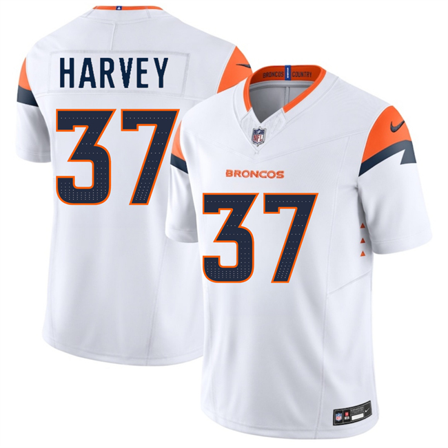Men's Denver Broncos #37 RJ Harvey White 2025 Draft F.U.S.E. Vapor Limited Stitched Football Jersey Men's Denver Broncos #37 RJ Harvey White 2025 Draft F.U.S.E. Vapor Limited Stitched Football Jersey