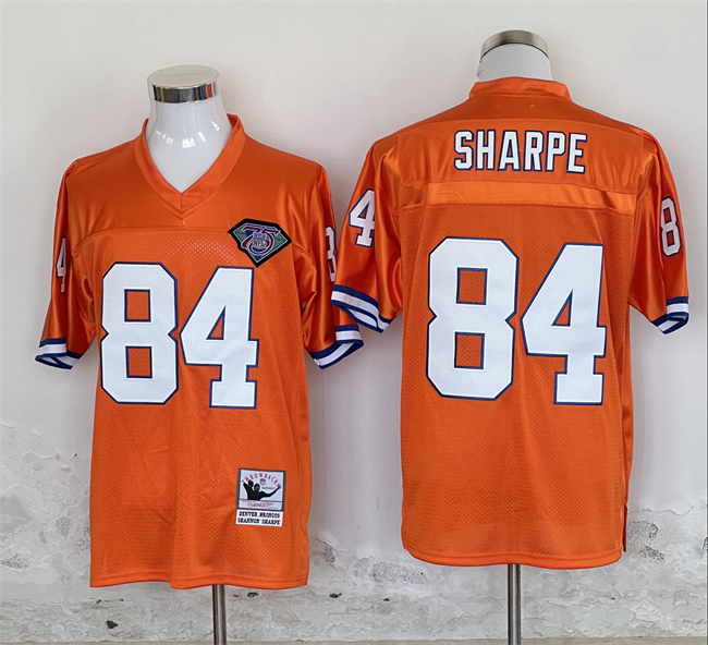 Men's Denver Broncos #84 Shannon Sharpe Orange Throwback Stitched Jersey Men's Denver Broncos #84 Shannon Sharpe Orange Throwback Stitched Jersey