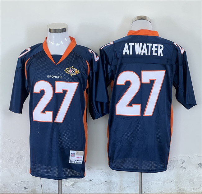 Men's Denver Broncos #27 Steve Atwater Mitchel & Ness Navy With Super Bowl Patch Stitched Throwback NFL Jersey Men's Denver Broncos #27 Steve Atwater Mitchel & Ness Navy With Super Bowl Patch Stitched Throwback NFL Jersey