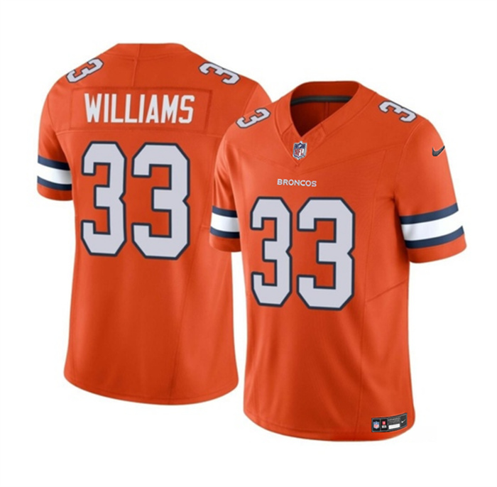 Men's Denver Broncos #33 Javonte Williams Orange 2023 F.U.S.E. Vapor Untouchable Stitched Jersey Men's Denver Broncos #33 Javonte Williams Orange 2023 F.U.S.E. Vapor Untouchable Stitched Jersey