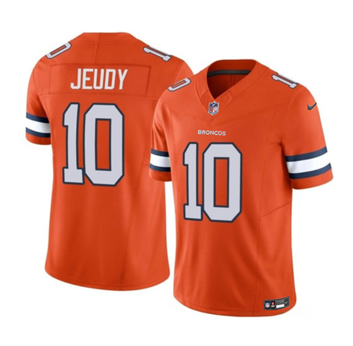 Men's Denver Broncos #10 Jerry Jeudy Orange 2023 F.U.S.E. Vapor Untouchable Stitched Jersey Men's Denver Broncos #10 Jerry Jeudy Orange 2023 F.U.S.E. Vapor Untouchable Stitched Jersey
