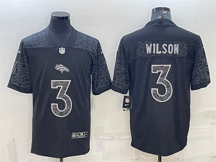 Men's Denver Broncos #3 Russell Wilson Black Reflective Limited Stitched Football Jersey Men's Denver Broncos #3 Russell Wilson Black Reflective Limited Stitched Football Jersey
