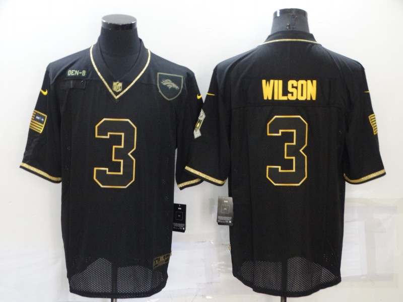 Men's Denver Broncos #3 Russell Wilson Black Gold Salute To Service Limited Stitched Jersey Men's Denver Broncos #3 Russell Wilson Black Gold Salute To Service Limited Stitched Jersey