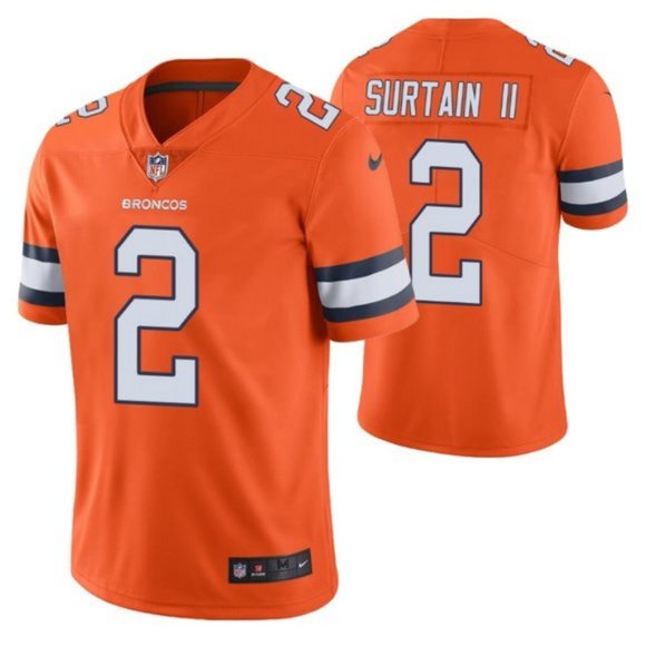 Men's Denver Broncos #2 Patrick Surtain II color rush jersey Men's Denver Broncos #2 Patrick Surtain II color rush jersey