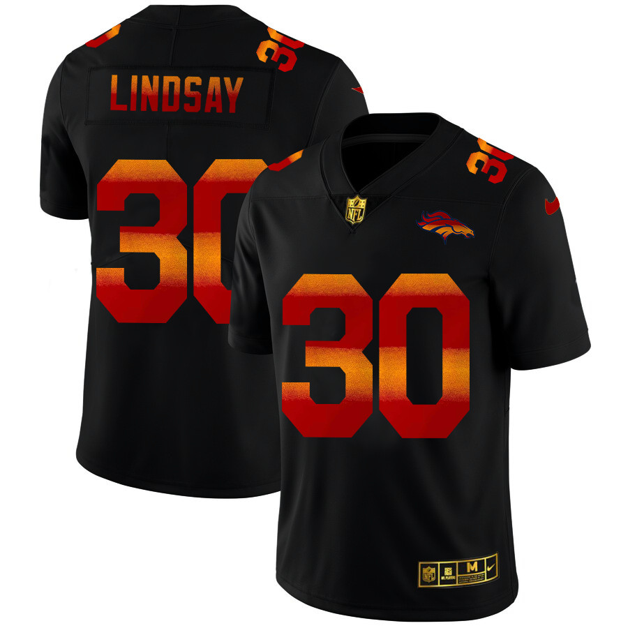 Denver Broncos #30 Phillip Lindsay Men's Black Nike Red Orange Stripe Vapor Limited NFL Jersey Denver Broncos #30 Phillip Lindsay Men's Black Nike Red Orange Stripe Vapor Limited NFL Jersey