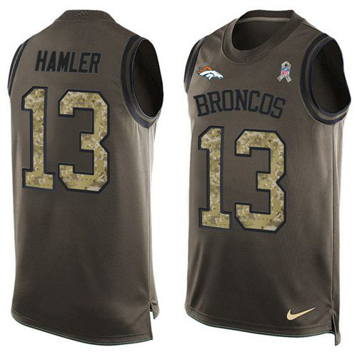 Nike Broncos #13 KJ Hamler Green Men's Stitched NFL Limited Salute To Service Tank Top Jersey Nike Broncos #13 KJ Hamler Green Men's Stitched NFL Limited Salute To Service Tank Top Jersey