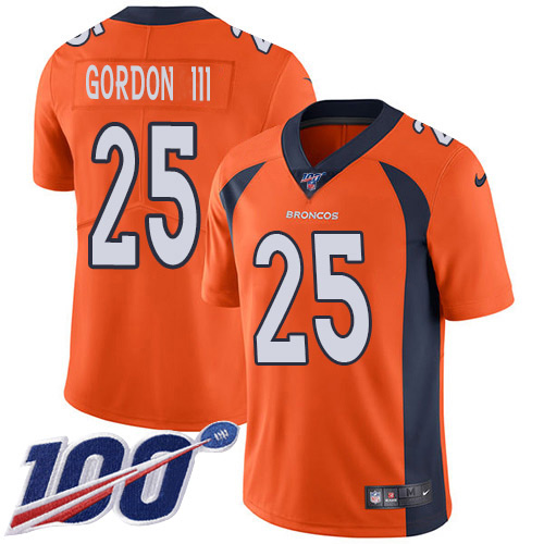 Nike Broncos #25 Melvin Gordon III Orange Team Color Men's Stitched NFL 100th Season Vapor Untouchable Limited Jersey Nike Broncos #25 Melvin Gordon III Orange Team Color Men's Stitched NFL 100th Season Vapor Untouchable Limited Jersey