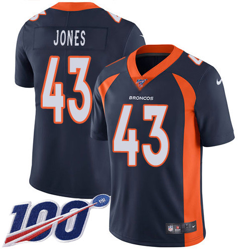 Nike Broncos #43 Joe Jones Navy Blue Alternate Men's Stitched NFL 100th Season Vapor Untouchable Limited Jersey Nike Broncos #43 Joe Jones Navy Blue Alternate Men's Stitched NFL 100th Season Vapor Untouchable Limited Jersey