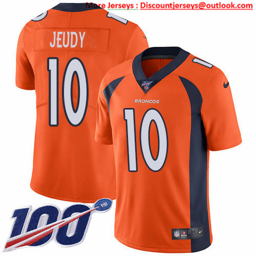 Nike Broncos #10 Jerry Jeudy Orange Team Color Men's Stitched NFL 100th Season Vapor Untouchable Limited Jersey Nike Broncos #10 Jerry Jeudy Orange Team Color Men's Stitched NFL 100th Season Vapor Untouchable Limited Jersey