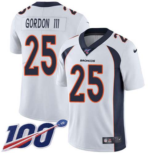 Nike Broncos #25 Melvin Gordon III White Men's Stitched NFL 100th Season Vapor Untouchable Limited Jersey Nike Broncos #25 Melvin Gordon III White Men's Stitched NFL 100th Season Vapor Untouchable Limited Jersey