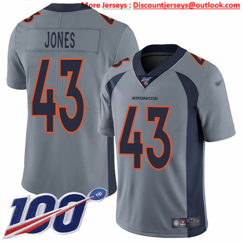 Nike Broncos #43 Joe Jones Gray Men's Stitched NFL Limited Inverted Legend 100th Season Jersey Nike Broncos #43 Joe Jones Gray Men's Stitched NFL Limited Inverted Legend 100th Season Jersey