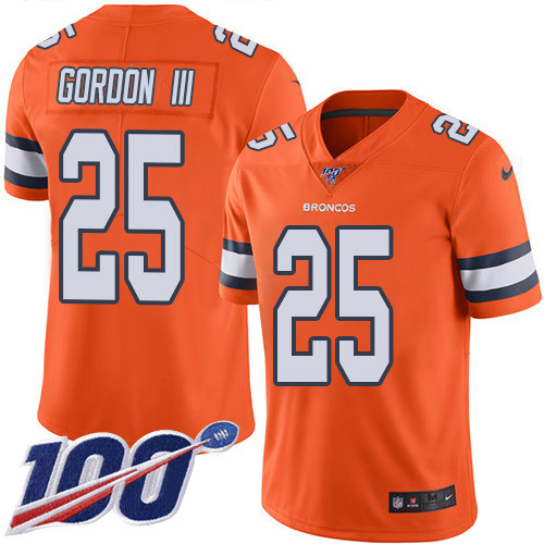 Nike Broncos #25 Melvin Gordon III Orange Men's Stitched NFL Limited Rush 100th Season Jersey Nike Broncos #25 Melvin Gordon III Orange Men's Stitched NFL Limited Rush 100th Season Jersey
