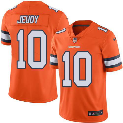 Nike Broncos #10 Jerry Jeudy Orange Men's Stitched NFL Limited Rush Jersey Nike Broncos #10 Jerry Jeudy Orange Men's Stitched NFL Limited Rush Jersey