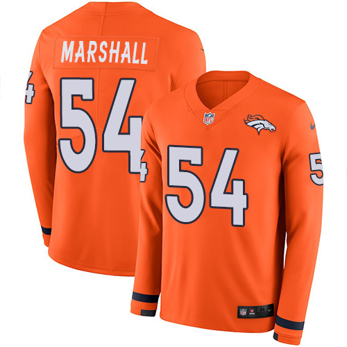Nike Broncos #54 Brandon Marshall Orange Team Color Men's Stitched NFL Limited Therma Long Sleeve Jersey Nike Broncos #54 Brandon Marshall Orange Team Color Men's Stitched NFL Limited Therma Long Sleeve Jersey