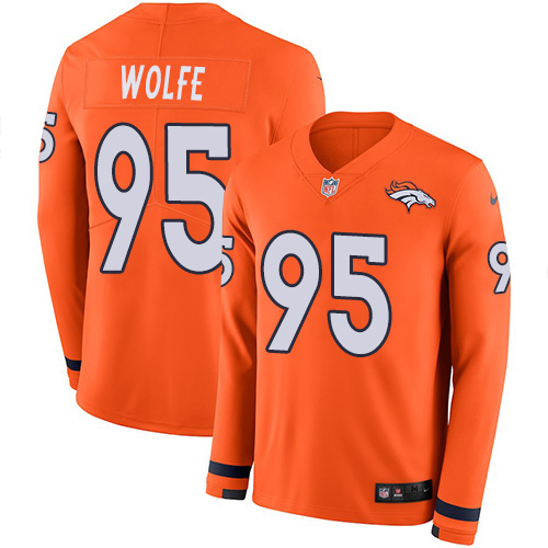Nike Broncos #95 Derek Wolfe Orange Team Color Men's Stitched NFL Limited Therma Long Sleeve Jersey Nike Broncos #95 Derek Wolfe Orange Team Color Men's Stitched NFL Limited Therma Long Sleeve Jersey