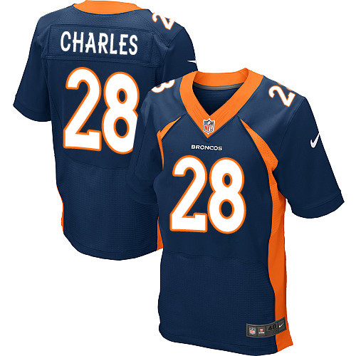 Nike Broncos #28 Jamaal Charles Navy Blue Alternate Men's Stitched NFL New Elite Jersey Nike Broncos #28 Jamaal Charles Navy Blue Alternate Men's Stitched NFL New Elite Jersey